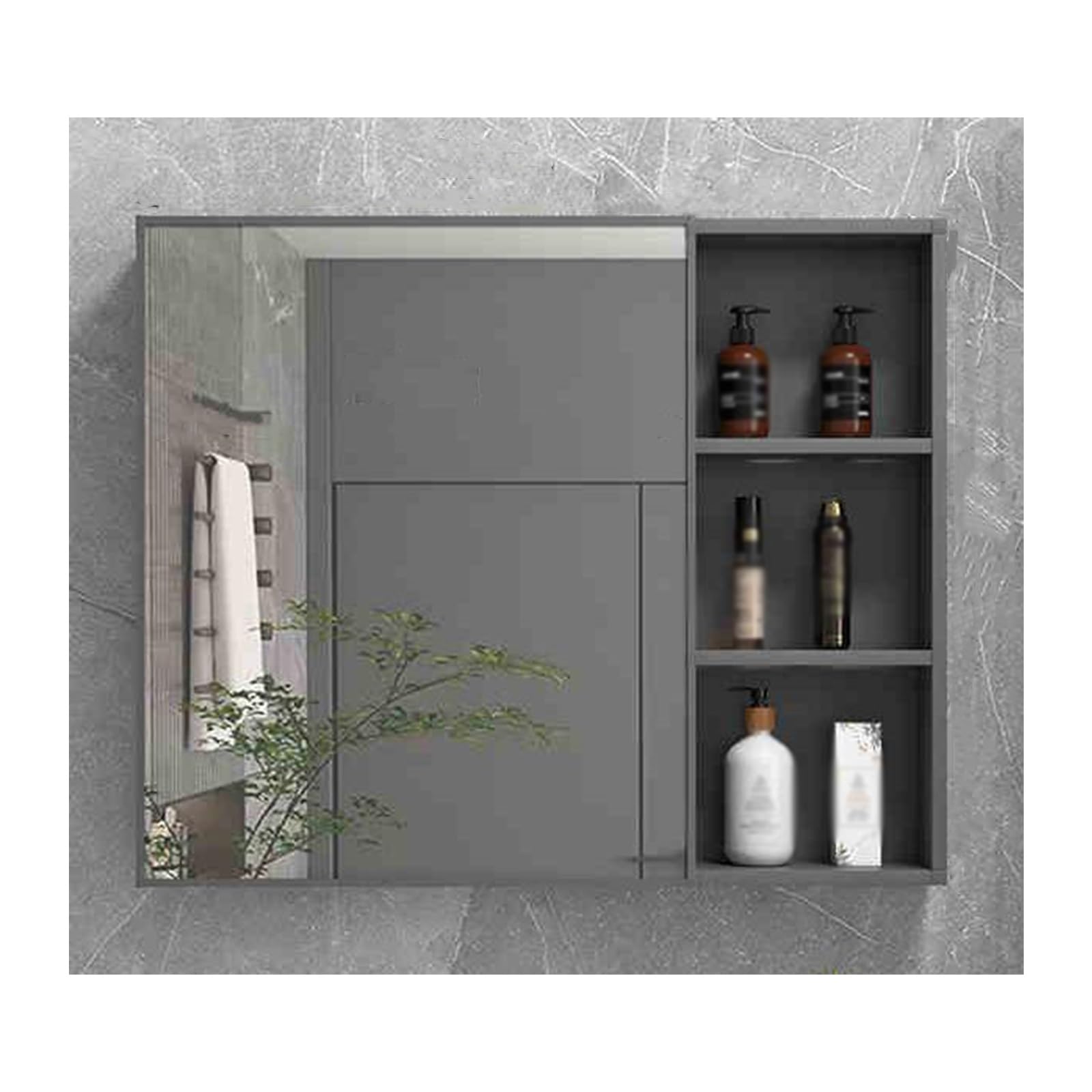 FGXHHS Wall-Mounted Bathroom Cabinet with Mirror - Gray Storage Cupboard, Adjustable Shelf, Sleek Design, 80cm/31.4in, Perfect for Space-Saving nization