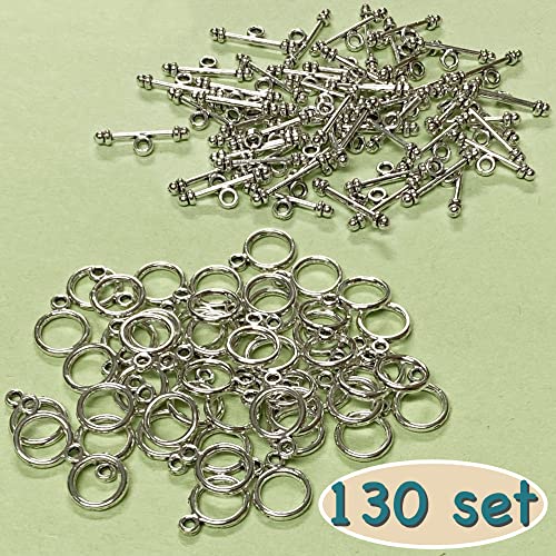 Toggle Jewelry Clasps Necklace Toggle Clasp Silver Toggle Clasps For Jewelry Making Kit Jewelry Clasp Beads For Bracelets Making Necklace Clasp And Closures Multiple Necklace Clasp 130 Sets #TOP5