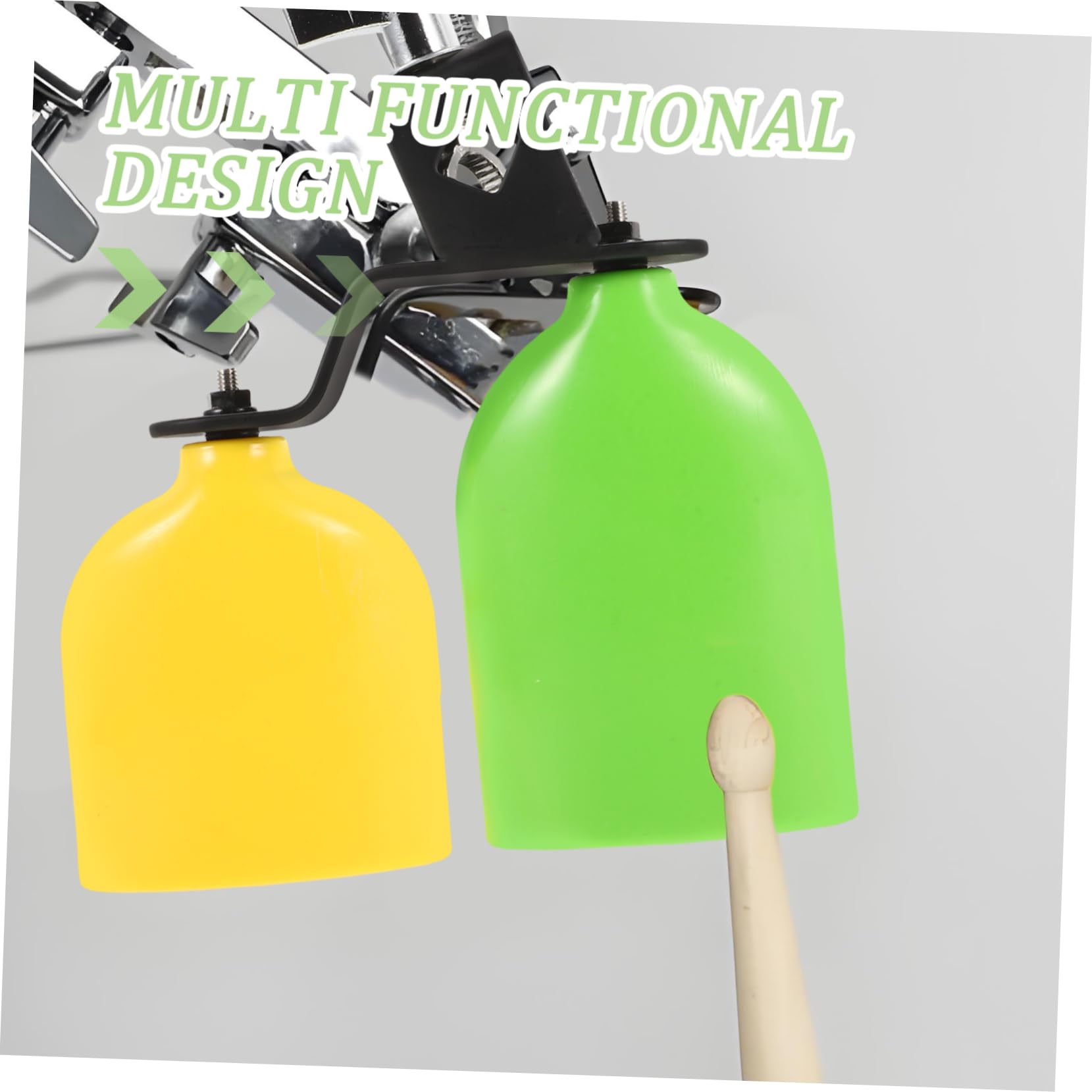 NULYLU Musical Percussion Accessories 2pcs High-low Pitch Plastic Wooden Fish Drum Bells Mount