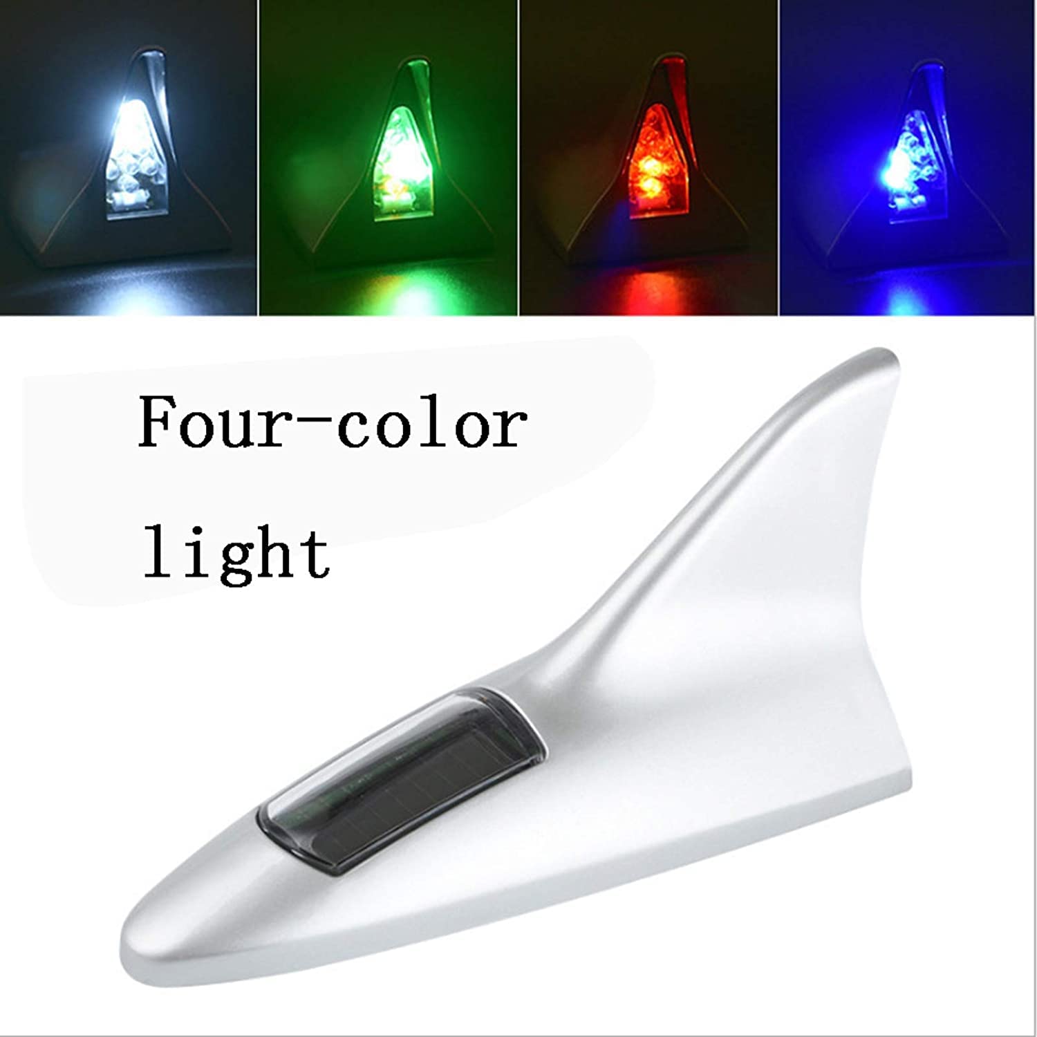 Citaaz Car Shark fin Automobile Universal Solar Anti-Collision Warning Light, Flashing Light, Stylish Shark fin Decoration Antenna Modified Light (Silver) - Image 2 thumbnail