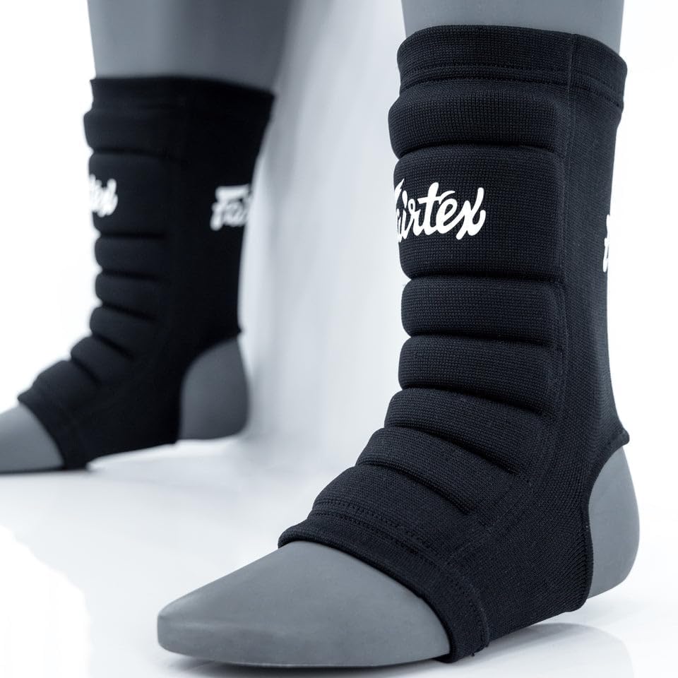 Fairtex AS2 Padded Ankle Support – Extra Cushioning for Muay Thai, Kickboxing, and MMA Training – Shock-Reducing Design, Breathable Fabric – Sleek Black