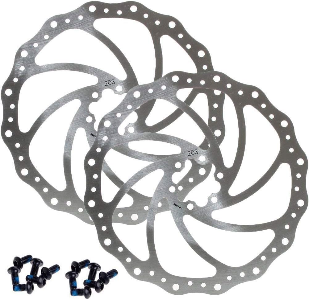 203mm Disc Brake Rotor with 6 Bolts Stainless Steel Bicycle Rotors Fit for Road Bike, Mountain Bike, MTB, BMX ( Stainless Steel, 2pcs)