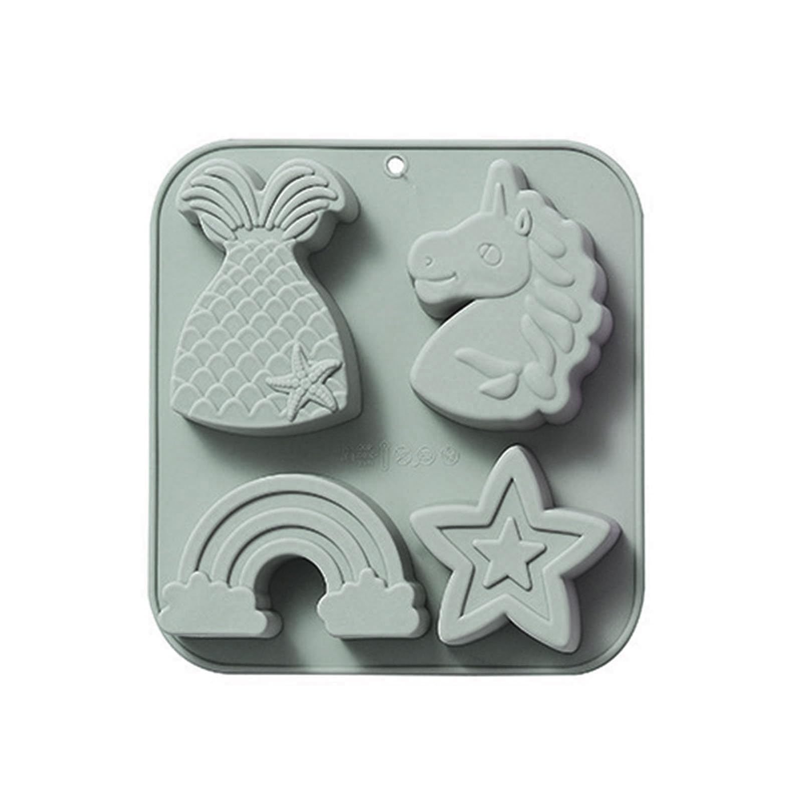 4 Cavity Unicorns Fondant Mold Biscuits Cartoon Press Baking Birthday Cookie Tools Cake Decorating Tools Molds for Silicone for Decorations Decorating Pastry Shapes for Epoxy Resin Cakes Resin