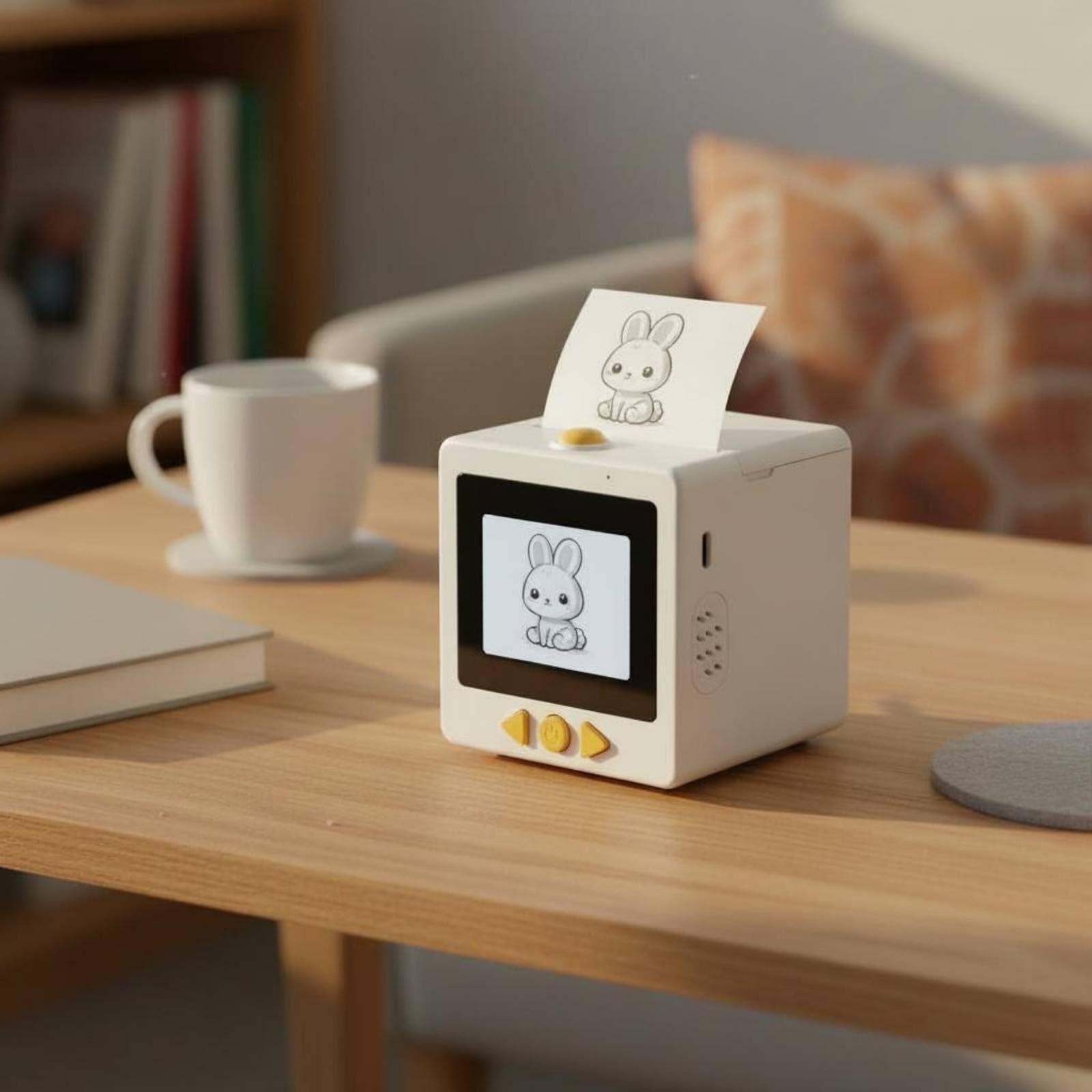Children Photo Printer Stampante Fotografica per Bambini Mini Stampante Termica Stampante Adesivi con Workflow Vocale Schermo 2.4 Pollici Materiale, Array, Bianco
