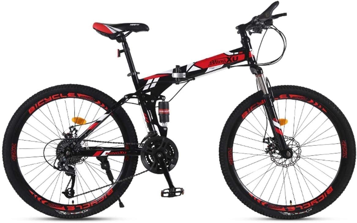 Bicicletta, Mountain Bike Biciclette per Bambini 21/24/27 velocit� Telaio  in Acciaio 27,5 Pollici Ruote a 3 Razze Bicicletta Pieghevole a Doppia  Sospensione,Red,27speed : Amazon.it: Sport e tempo libero