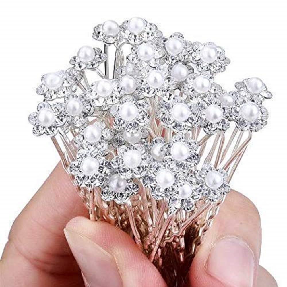 Rajmart Global Attractive & Latest Flower Design Fancy Hair Bun Rhinestone Juda Pin Gifting Accessories for Bridal,Women & Girls-image-32