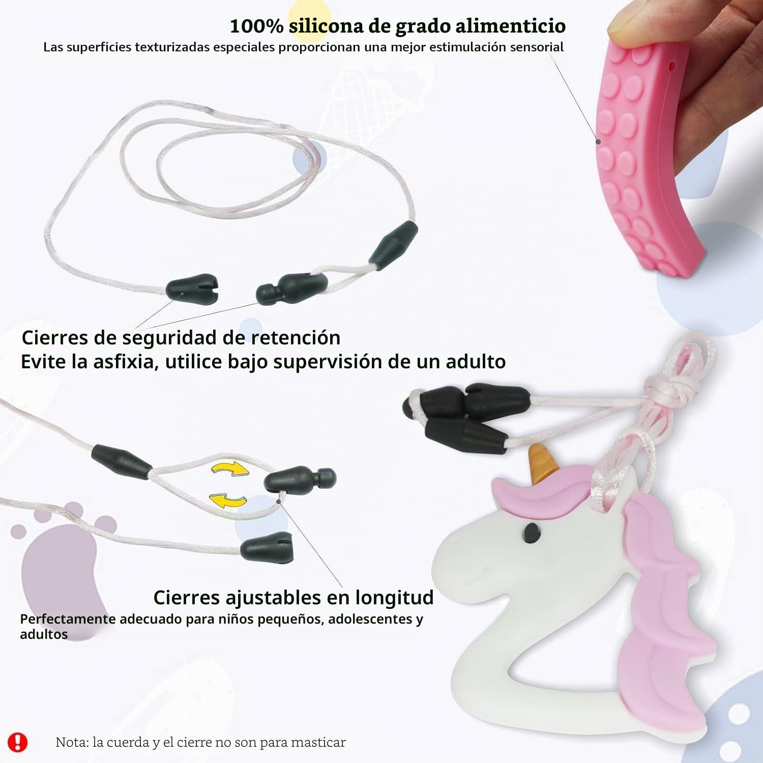 Mordedor para Bebé, 6 Piezas Mordedores Refrigerante, Autismo Masticar Colgante, Collar de Lactancia, Masticar Collar Perfecto para Niños con TDAH, Dentición, Autismo, Necesidad de Morder (Rosa)