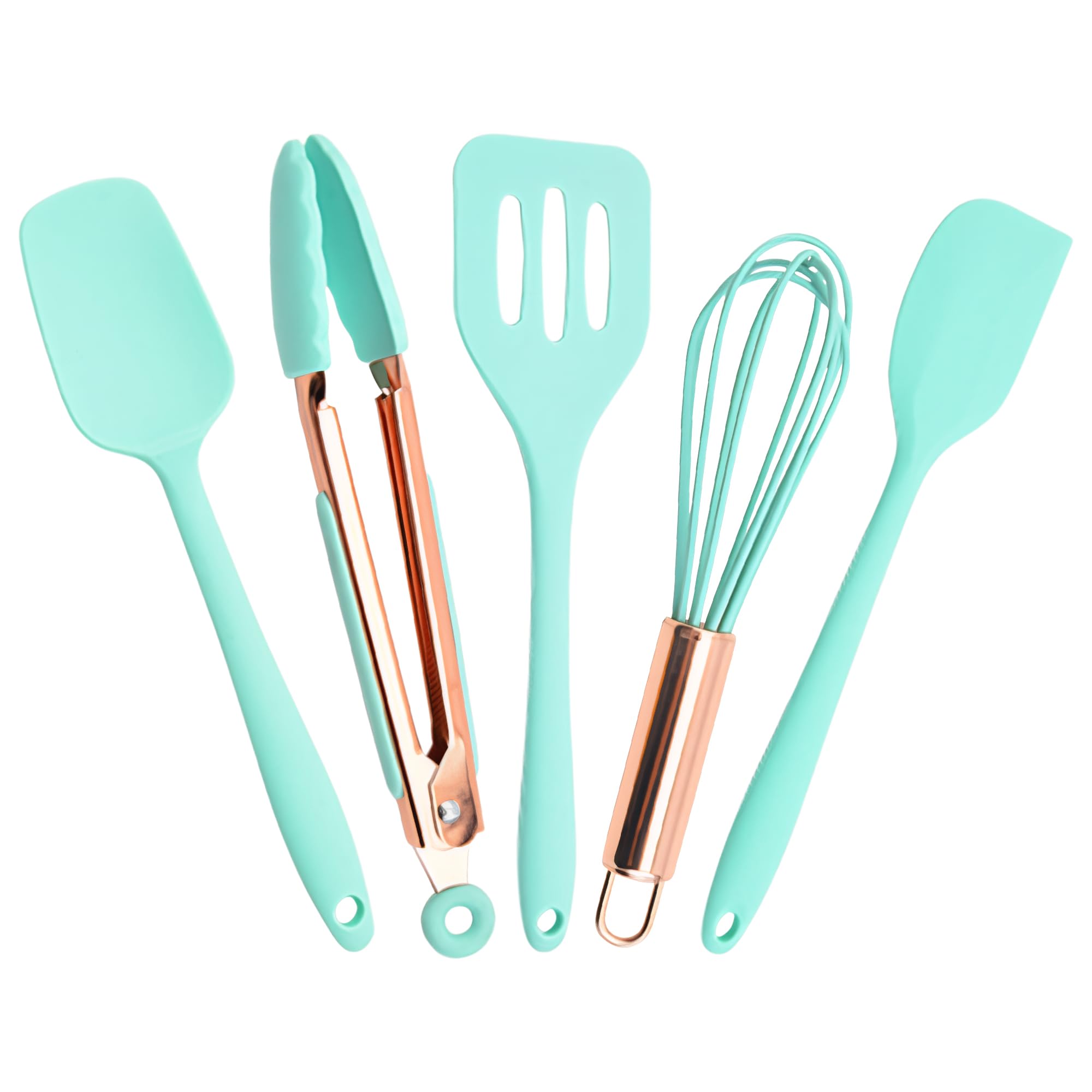 Kitchen Utensil Set,5 Pcs Mini Silicone Cooking Utensils Sets,Heat Resistant Non Stick Kitchens Gadgets BPA-Free Spatula Set Dishwasher Safe