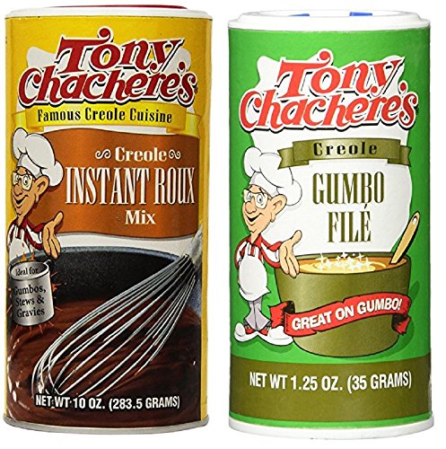 Tony Chachere's Gumbo Bundle - 1 Each of 10 Ounce Tony's Creole Instant Roux Mix and 1.25 Ounce Tony's Gumbo File