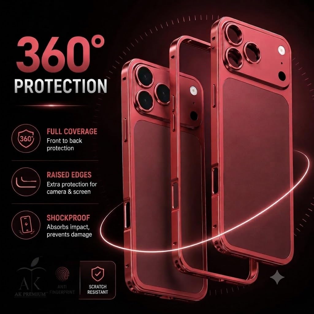 Metal Conversion Kit for i Phone 13 Pro Max to i Phone 18 Pro Max Look | Aluminum Back Plate with Metal Camera Frame | Shockproof Back Housing Replacement | Wine — Amazon image 7