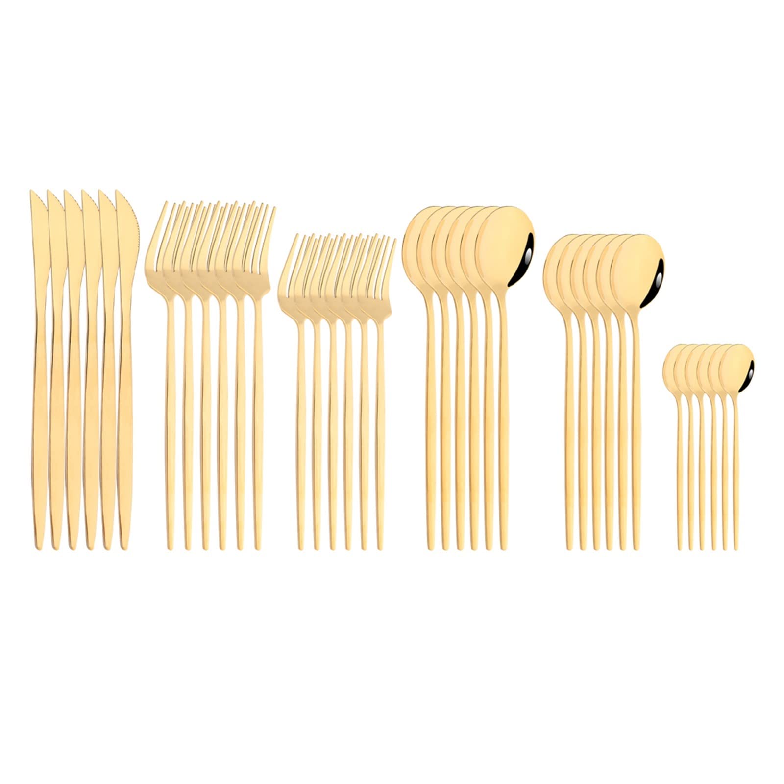 Rainbow 36Pcs Juego de Cubiertos Juego de vajilla Tenedor Cuchara Cubiertos Cubiertos de Acero Inoxidable Juego de vajilla de Cocina Leisurely (Color : Gold)