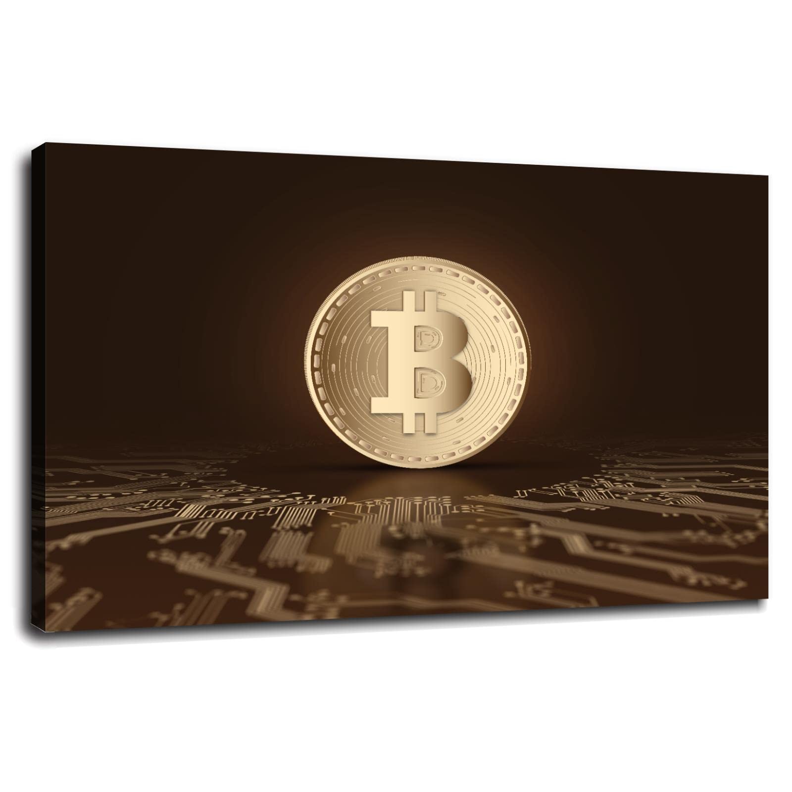 Bitcoin Currency Technology Money Cryptocurrency Canvas Prints Poster Wall  Art For Home 1 pieces Decorations With Framed 36