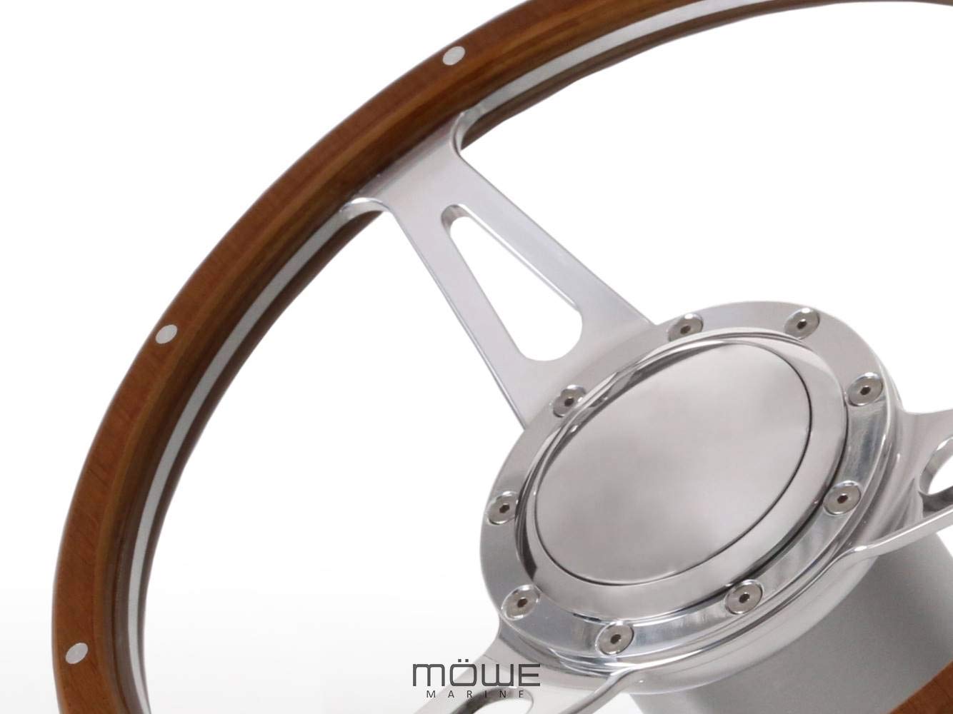 MÖWE MARINE PREMIUM NOVUM 5053 Bootslenkrad Echtholz inkl. Adapter Nabe passend für alle Boote mit Teleflex Ultraflex Lenkungen Steuerrad Bootssteuerrad