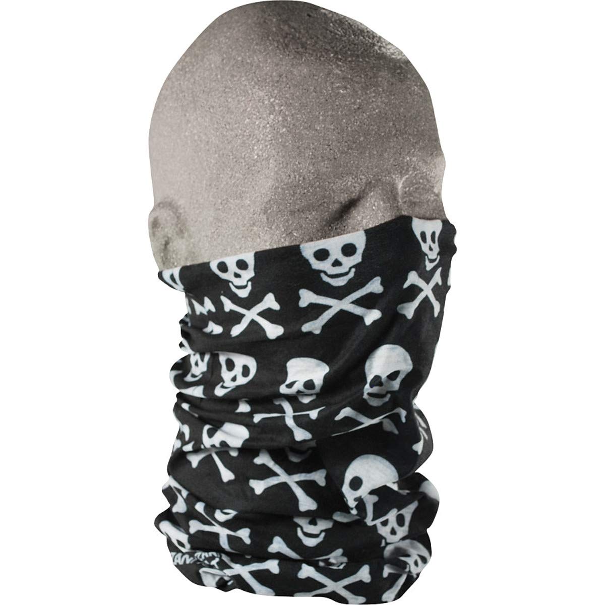 Zan Headgear Crossbones Design Unisex-Adult Street Motorcycle Motley Tube Face Mask - Black/White/One Size