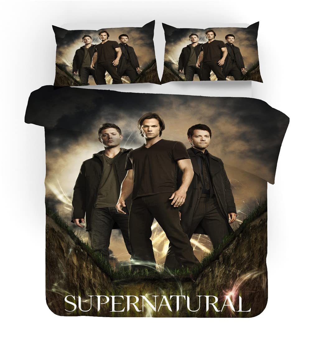 Lisainmay Boys Duvet Cover Set Single Size For Kids Girls Bedroom Bedding Set Supernatural Duvet Cover Bedspread (King(220X230cm),Spn 01)