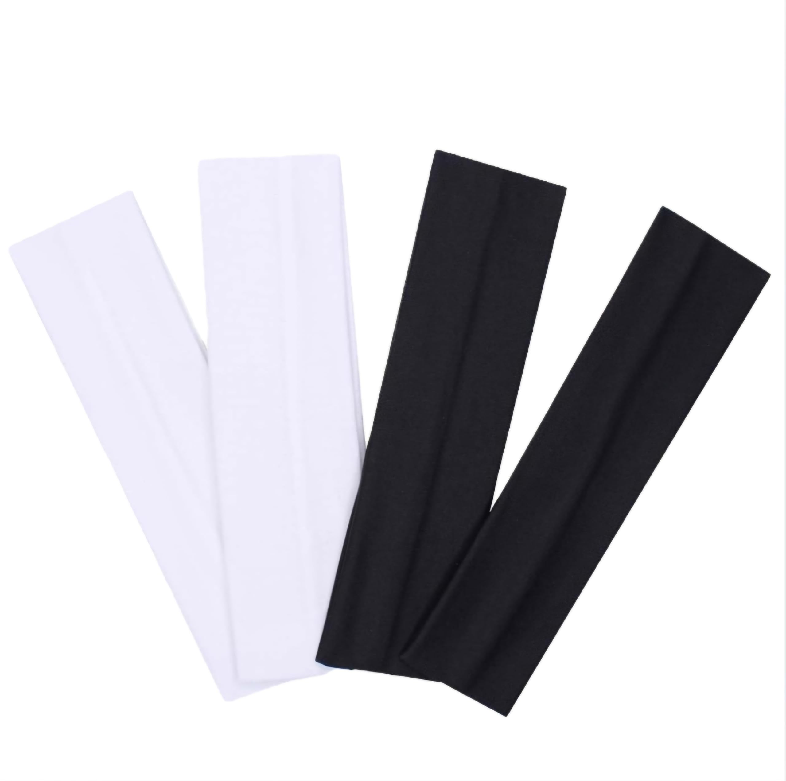 Hairband Fabric Elastic Head Bands Yoga Sports Ladies Hair Styling Band Hair Accessories Black, White, Pack of 2-image-49