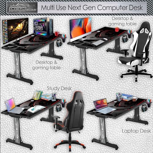 Image of Xtreme PRO Direct Theme Printed Computer Desk for Gaming, Work & Study. Large for PC, Dual Monitors, iMac, and Laptops. Metal & Engineered Wood. Black Stand Desk. 4 Feet-XPB4 (XPB425-CT-189)
