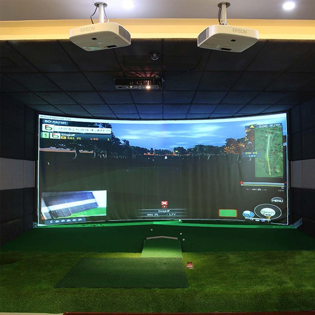 écrans D'impact De Simulateur De Golf Installés sur Le Cadre De Filet De Frappe De Golf, Tissu D'écran De Projection D'affichage D'impact De Simulateur De Balle Sim pour L'entraînement,3mx4m