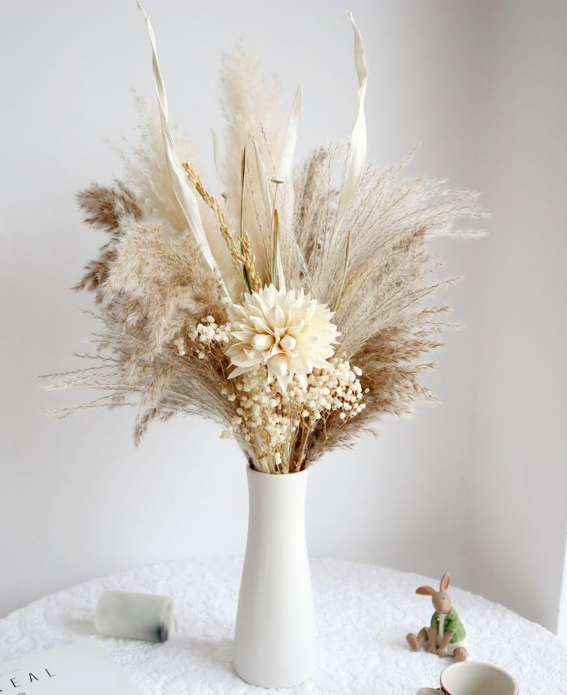 Arreglo de flores secas Boho DIY con dalia blanca y hierbas miniatura 2