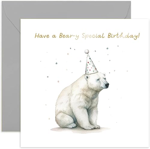Old English Co. - Tarjeta de cumpleaños de oso polar para ella, divertida tarjeta de cumpleaños para mamá, papá, hija, hijo, tarjeta de cumpleaños