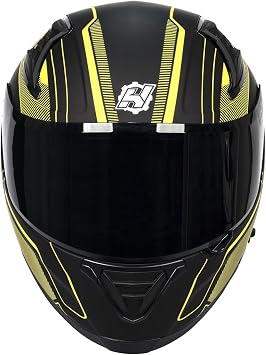 HAX Full Face Motorcycle Helmet with Dual Rear Wing and Pinlock Ready DOT Approved - Lightweight and Durable Motorbike Street Bike Helmet for Adults (Impulse Blade Yellow,L)