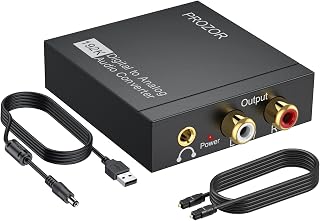 PROZOR 192kHz DAC Converter: Optical Toslink/Coaxial to RCA 3.5mm Jack Audio Adapter for TV PS4 PS5 Home Theater