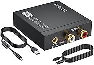 PROZOR 192KHz Digital to Analog Audio Converter, DAC Optical to Analog L/R RCA 3.5mm Converter, Digital SPDIF Toslink Optical to 3.5mm Jack Adapter for PS3 HD DVD PS4 Amp Apple TV Home Cinema