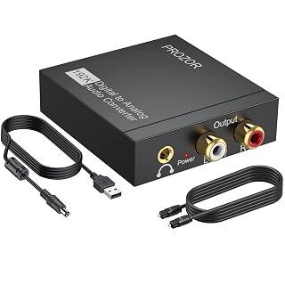 PROZOR 192KHz Digital to Analog Audio Converter, DAC Optical to Analog L/R RCA 3.5mm Converter, Digital SPDIF Toslink Optical to 3.5mm Jack Adapter for PS3 HD DVD PS4 Amp Apple TV Home Cinema - Amazon product rated Grade A