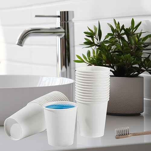 Miniatura 3 de SIUQ Paquete de 300 vasos de papel de 5 onzas, vasos de papel desechables blancos, vasos pequeños para enjuague bucal de baño, taza de bebida
