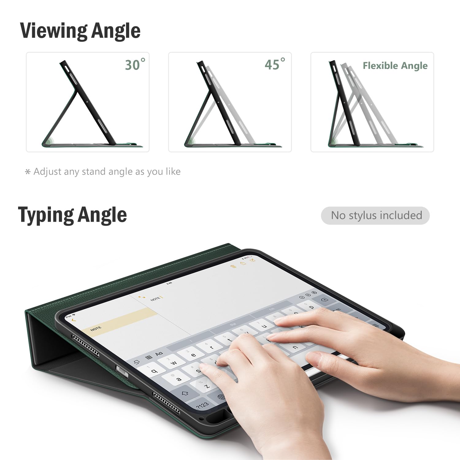 Antbox Schutzhülle für iPad Air 27,9 cm (11 Zoll) M4/M3/M2 (2026/2025/2024), iPad Air 5. / 4. Generation, 27,9 cm (10,9 Zoll), veganes Leder mit Stifthalter, Tippwinkel, automatischer Schlaf