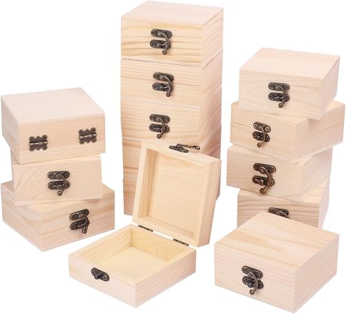 Miniatura 8 de GNIEMCKIN Paquete de 6 cajas de madera, cajas de madera sin pintar sin terminar para manualidades, proyectos de bricolaje y almacenamiento de joyas