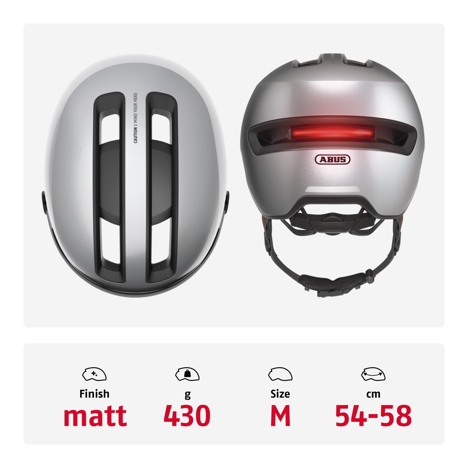 Abus HUD-Y Ace - Elegante Casco de Bicicleta con Visera y luz Trasera LED magnética y Recargable - para Hombre y Mujer