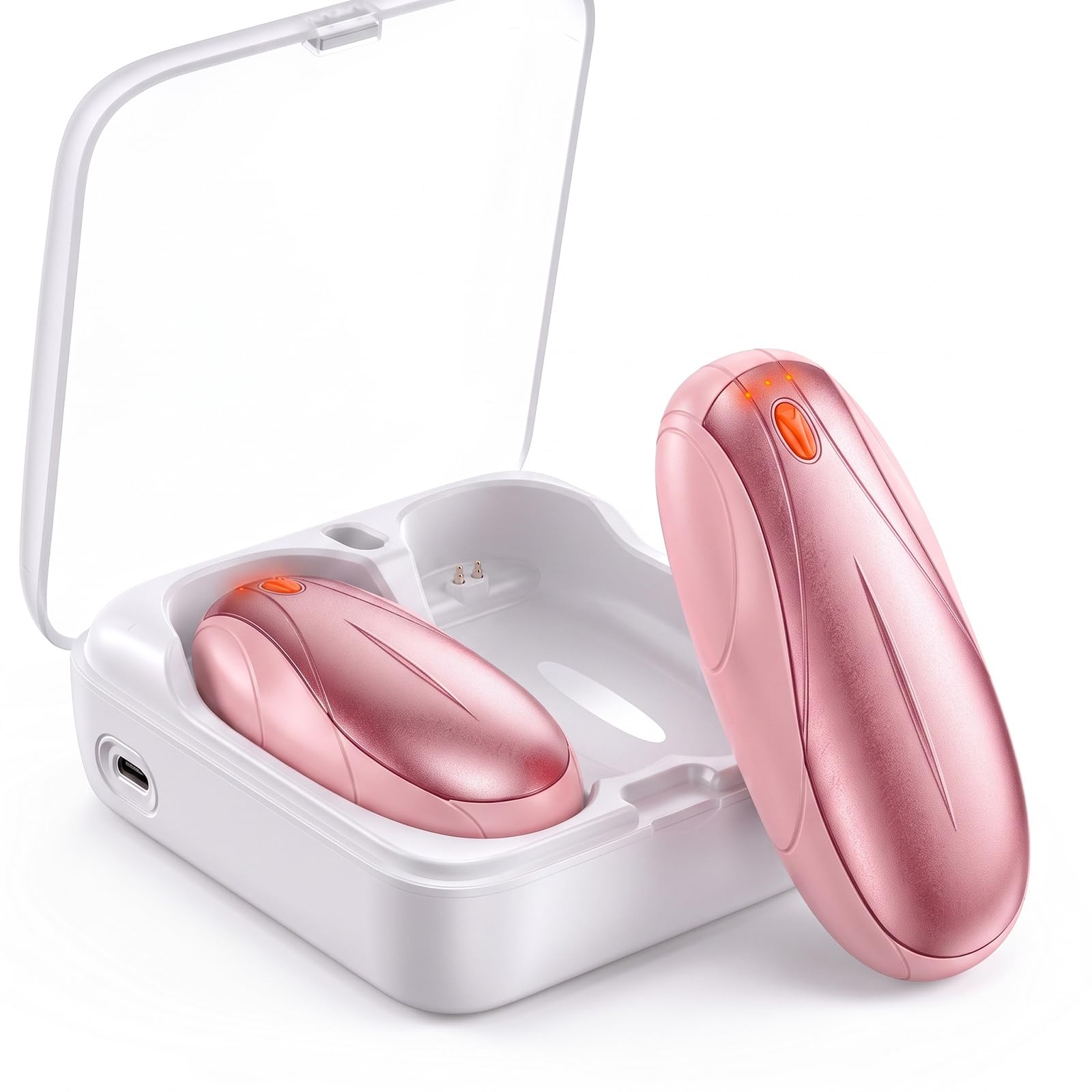Xumemall Rechargeable Hand Warmers, 14000mAh Electric Hand Warmer with Charging Case, 2 Pack Quick Charge Portable Heater,Gifts for Christmas, Winter, Outdoor, Camping, Golf, Hunting，Pink