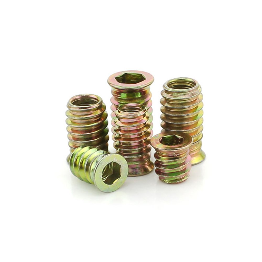 10-Pack M8x20mm Hex Socket Wood Insert Screws - Heavy Duty Furniture Fasteners