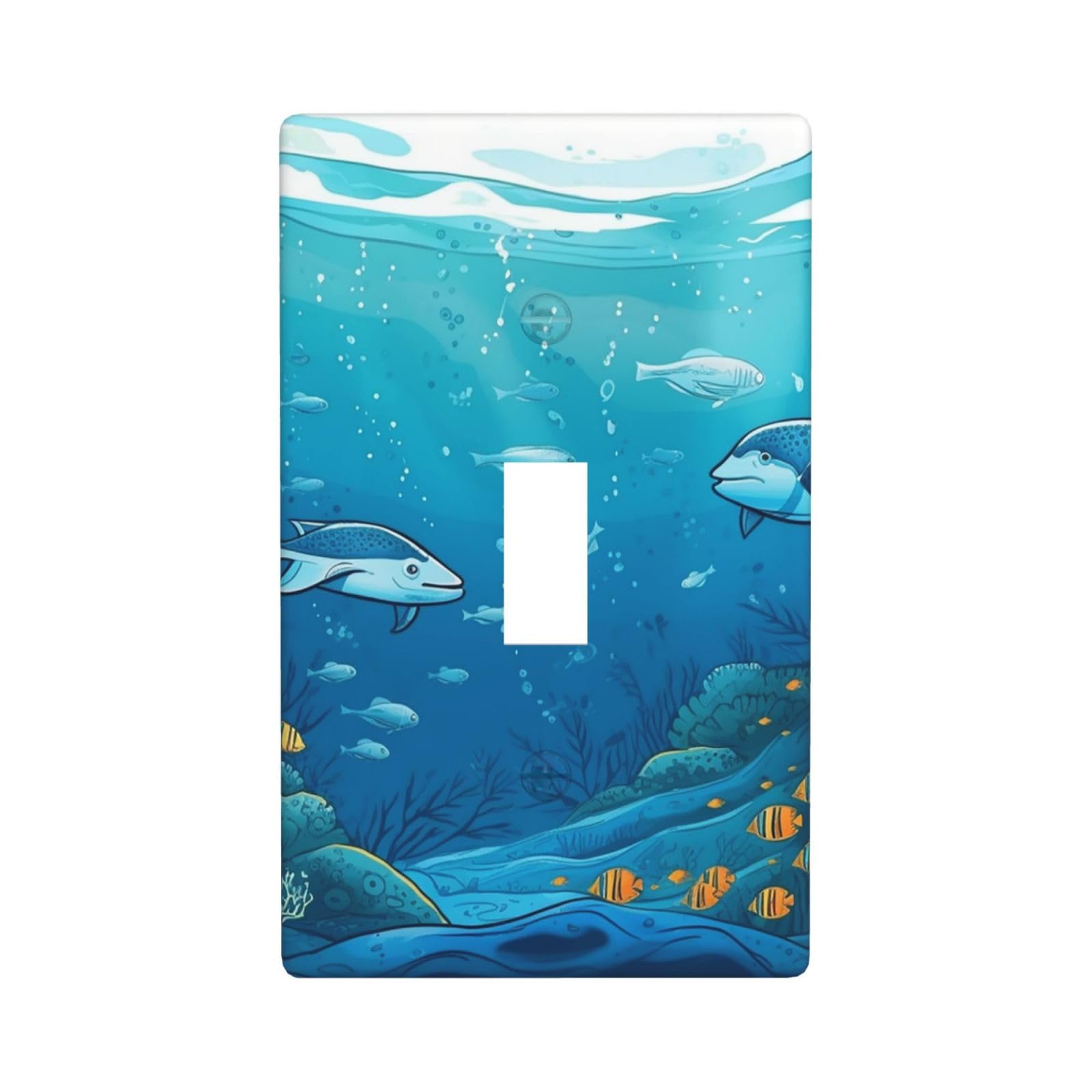 Nonhai Underwater Ocean Illustration Decorator Wall Plate Cover Single Toggle Light Switch Cover Wallplates Blank Electrical Rocker Switch Plate Covers For Electrical Outlets Decorative 1 Gang 4.5" X 2.76"
