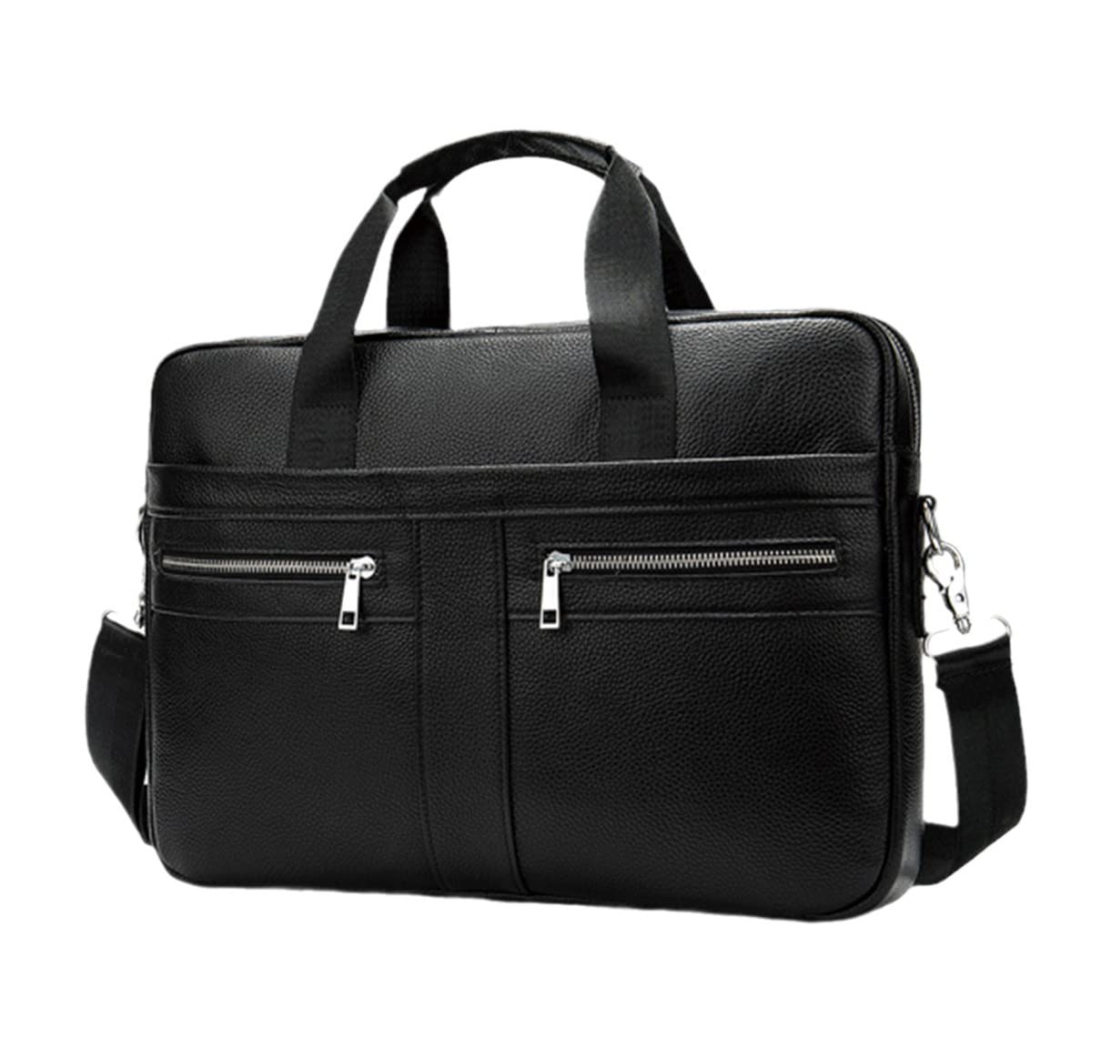 Mallette portable cuir véritable noir avec compartiment antichoc