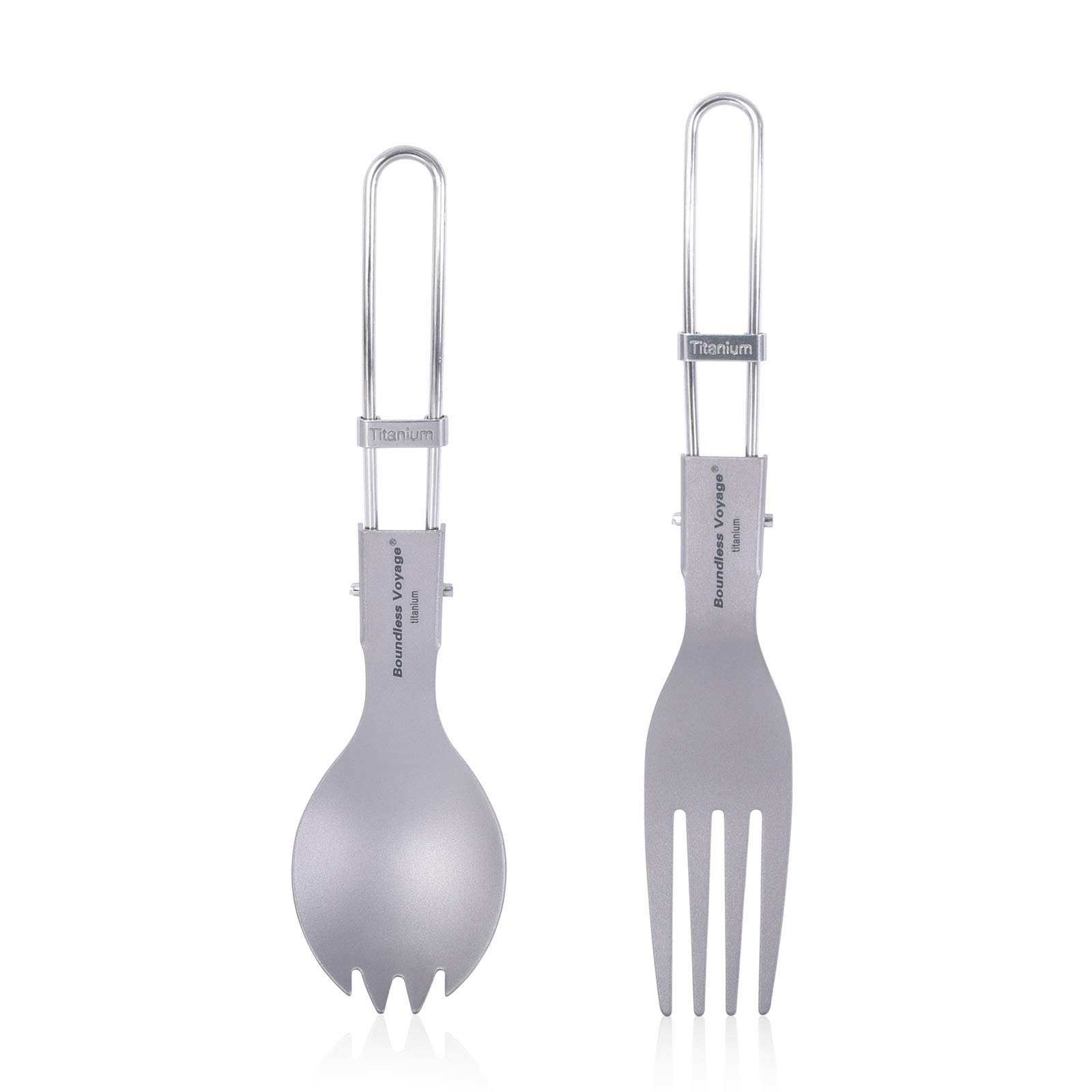 Titanium Spork Spoon Fork Knife with Folding Handle Ultralight Dinnerware Utensils for Camping Outdoor Picnic Hiking Travel Home use