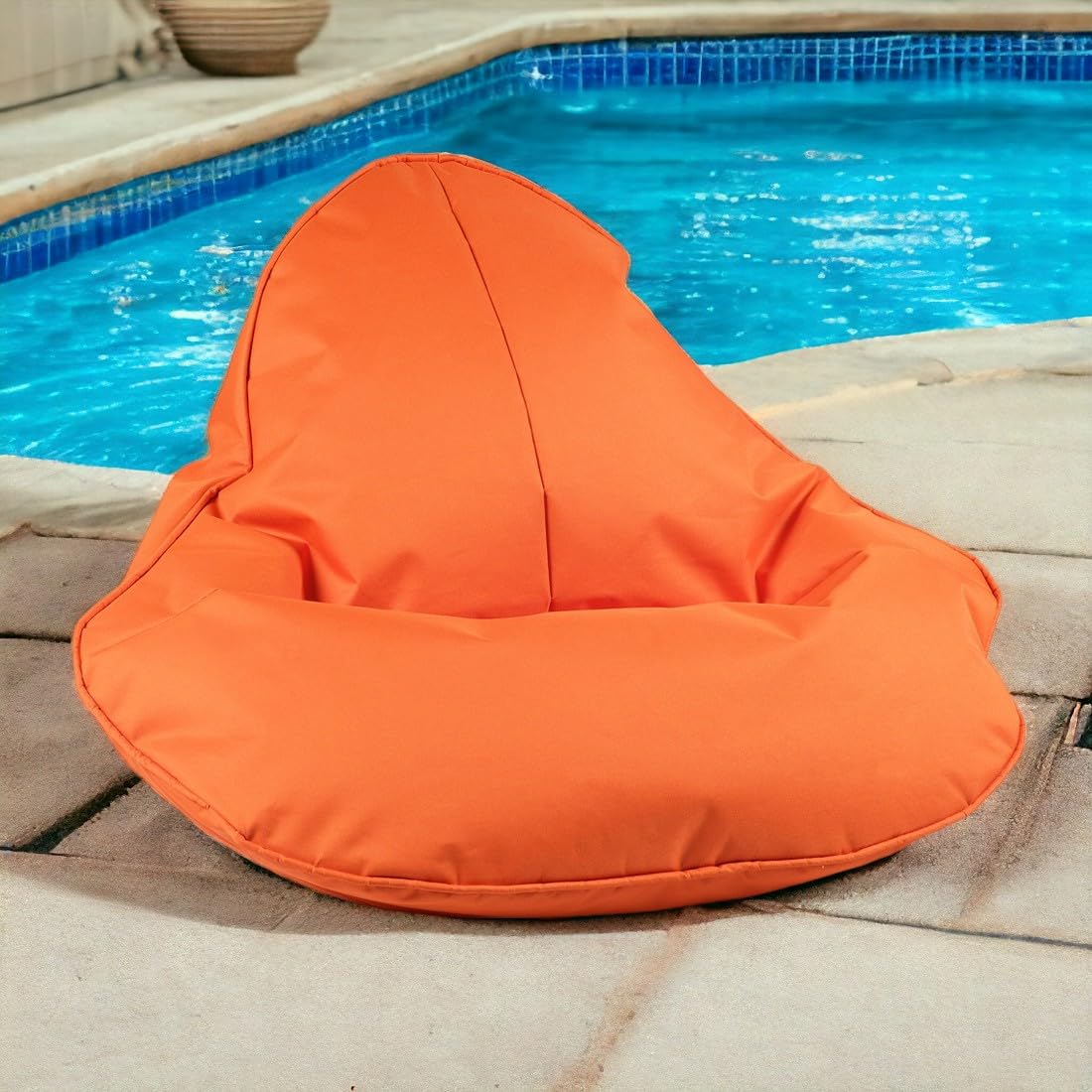 Ecopuf Frog - Pouf Poire, Fauteuil Coussin Moelleux avec Rembourrage - pour La Maison et à L'Extérieur - pour Enfants et Adultes - Polyester Durable, Résistant - 120x80cm - Orange Nc9
