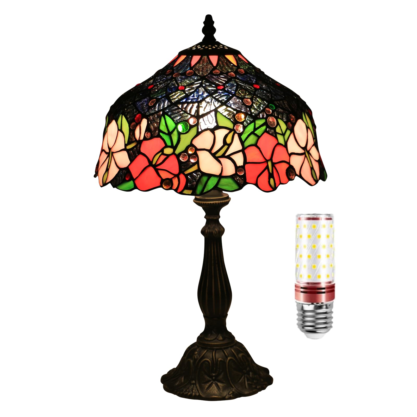 Uziqueif 12 Inch Tiffany Lamps, Vintage Table Lamp, Stained Glass Lamp, Handmade Lamp Shades, Tiffany Lights Table Lamps, Table Lamps for Lounge, Bedrooms, Living Room, Bed Lamp,D