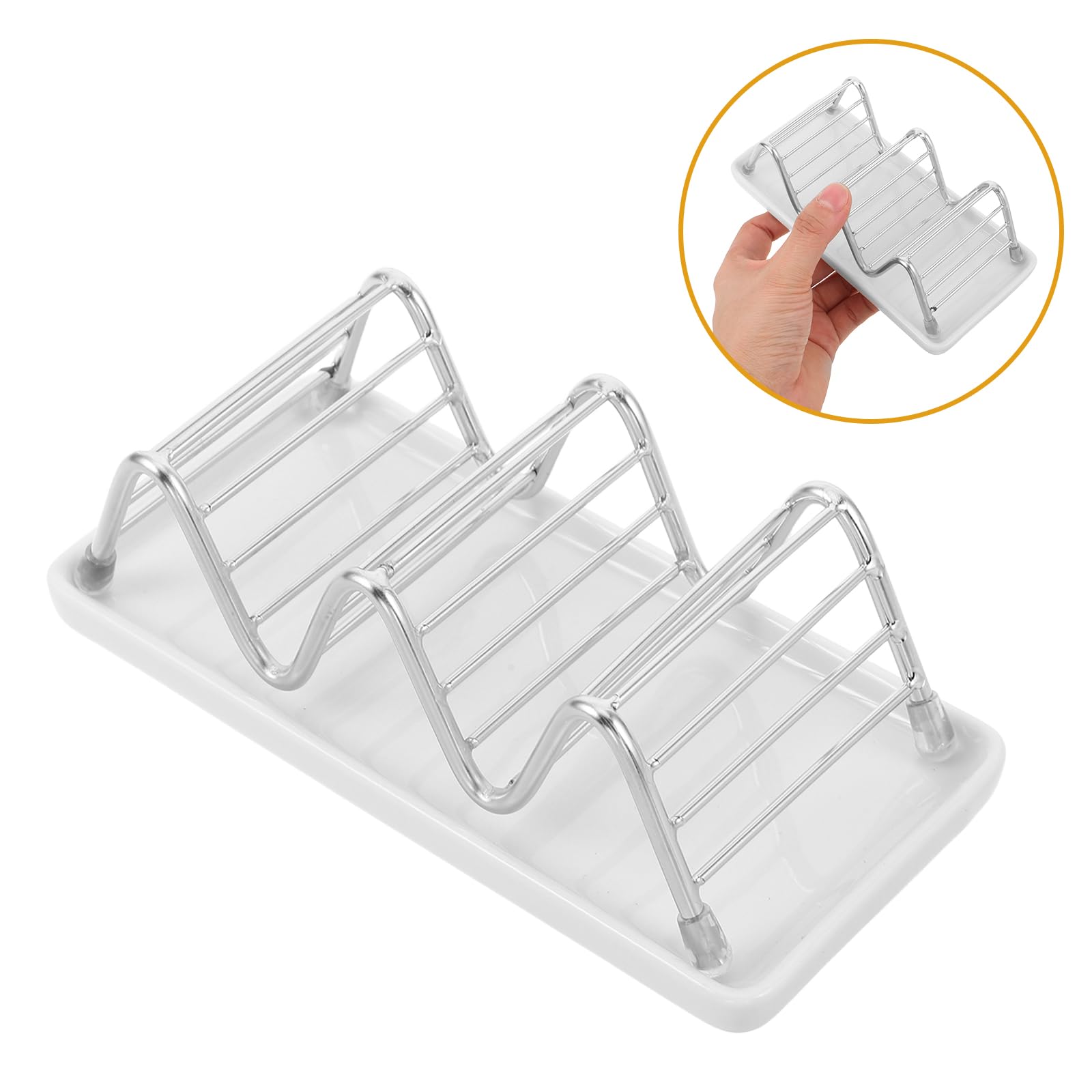 TOYANDONA Jabonera para Baño de Acero Inoxidable en Forma de W con Bandeja de Drenaje y Base Antideslizante para Cocina