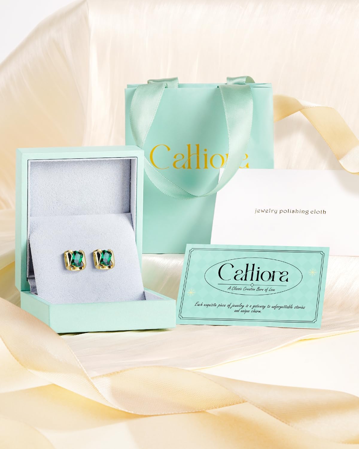 925 Sterling Silver Earrings for Women Trendy, 14K Gold Stud Earrings with Emerald Dainty Hypoallergenic Post Earrings Fine Jewelry Gifts for Her Mom Wife Girlfriend - Image 7