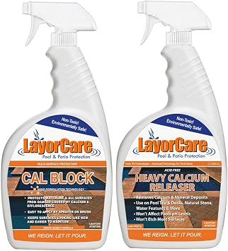 LayorCare Swimming Pool Stain Remover - Prevents Stains & Scale, Weekly Pool Treatment - HCR & Cal Block