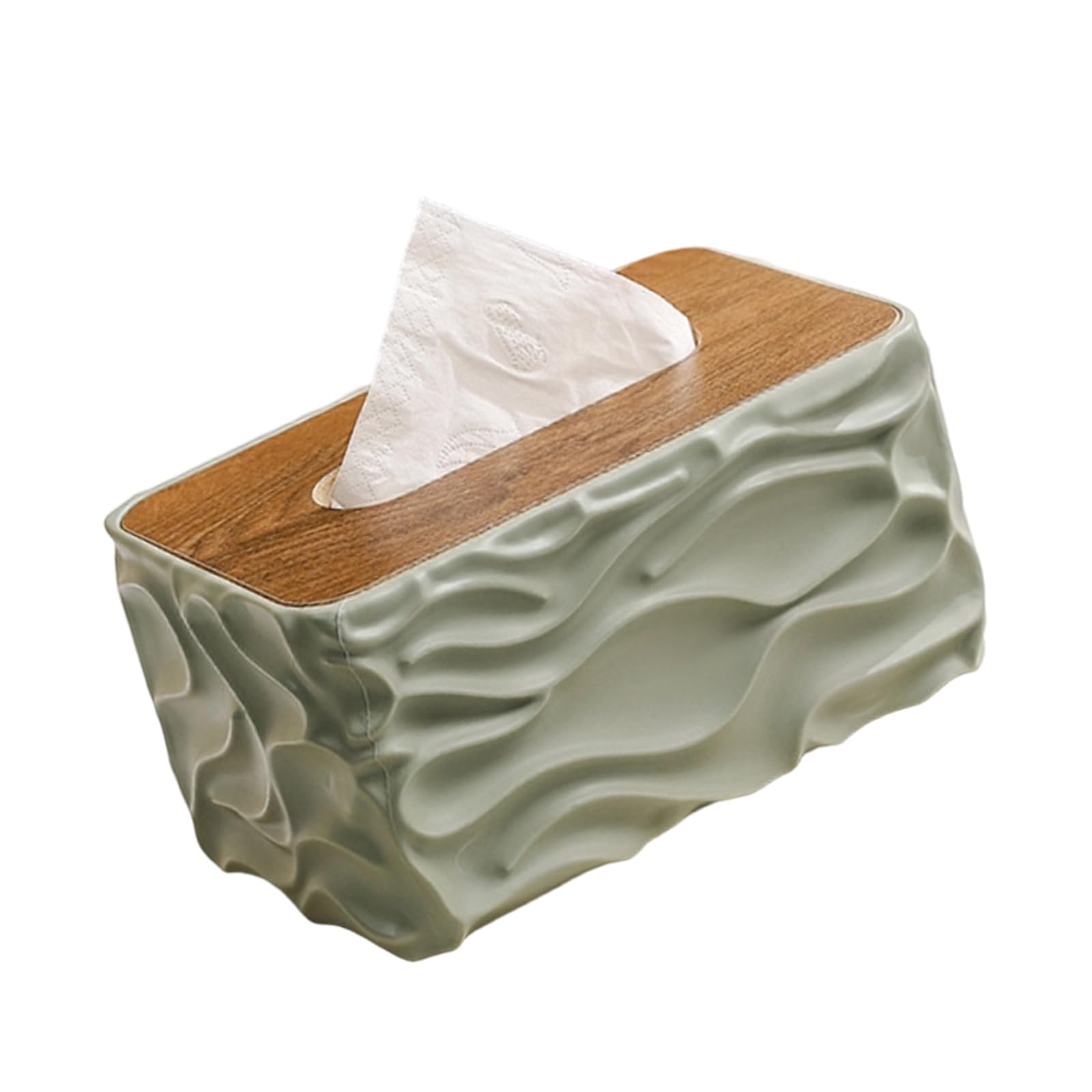Decorative Wooden Top Tissue Container with Artistic Waved Pattern Multipurpose Tissue Dispenser Ideal for Household Use Bathroom Dispenser