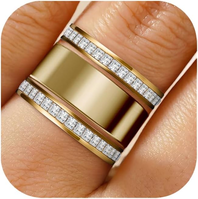 2-Pack 18K Gold Plated Stacking Rings for Oura Ring Gen 4/Gen 3, Cubic Zirconia Simulated Diamond Rings for Oura Ring Stack Women Men