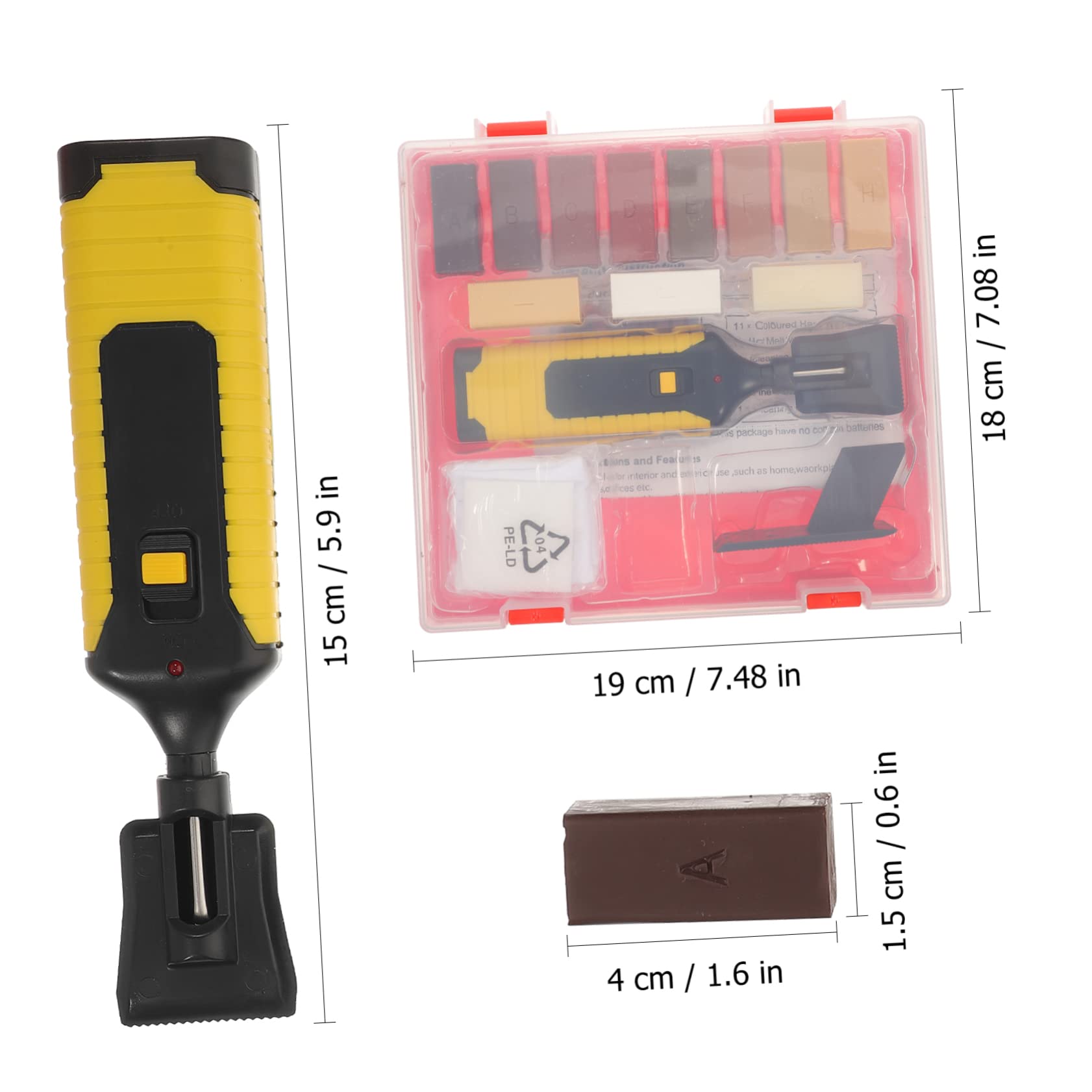 Cabilock Kit di Riparazione per Parquet e Laminato, Rimuove Graffi su Pavimenti in Legno, Blocchi di Cera 11 Colori, Riscaldamento Rapido per Aree Danneggiate