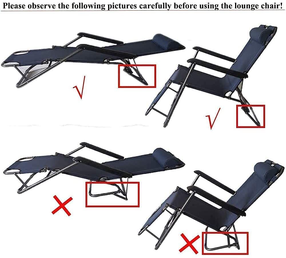 Onecado Portable Lounge Chair Full Flat Cot 2 in 1, Folding Camping Chair, Reclining Chair with Pillow for Indoor Outdoor Patio Deck Yard Beach Pool 4