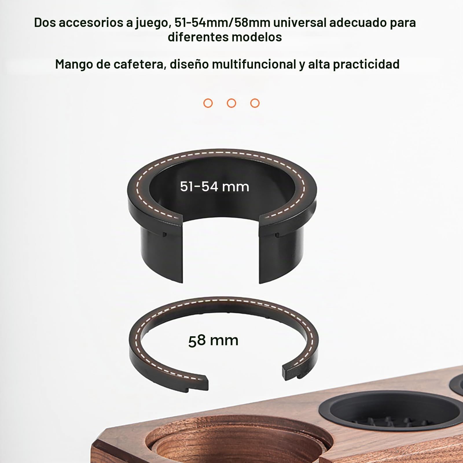 Joyeee Estación de Apisonamiento de Espresso 58mm 54mm 51mm, Soporte de Portafiltro de Madera Equipo de Café Espresso, Accesorios de Máquina de Espresso, Herramientas de Barista, Ajustable (Accesorios