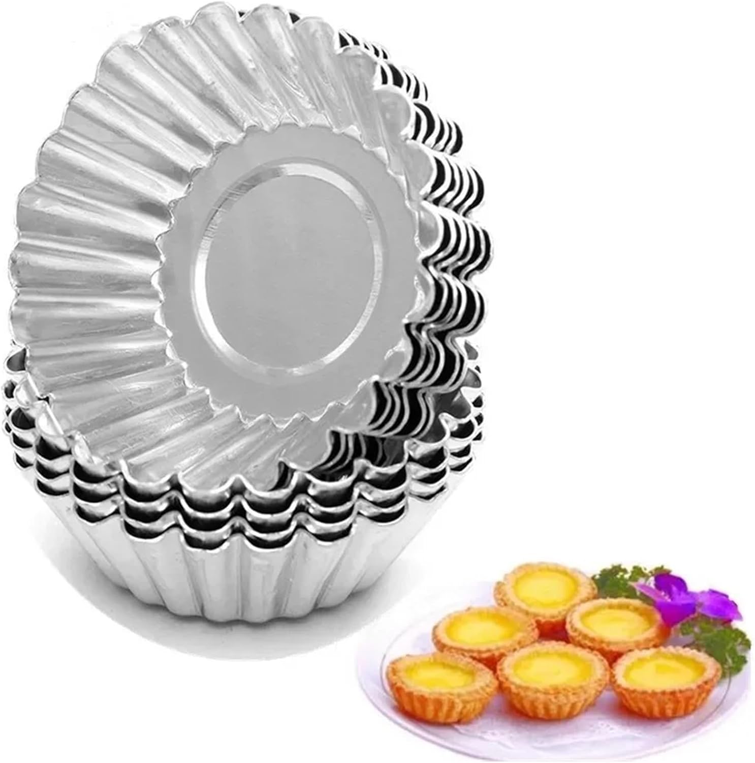 Aluminum Egg Tart Molds 80pcs Egg Tart Molds Aluminum Cupcake Cake Cookie Lined Mold Mould Tin Baking Cups Kitchen Tool Reusable Nonstick Tartlets Hot For Baking