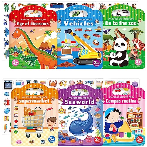 Image of Portable Jelly Stickers Book for Kids, Reusable Stickers Book for Toddlers, Preschool Learning Activities Learning & Education Toys, Travel Toys (Animal Dinosaur Ocean Vehicles Campus Supermarket)