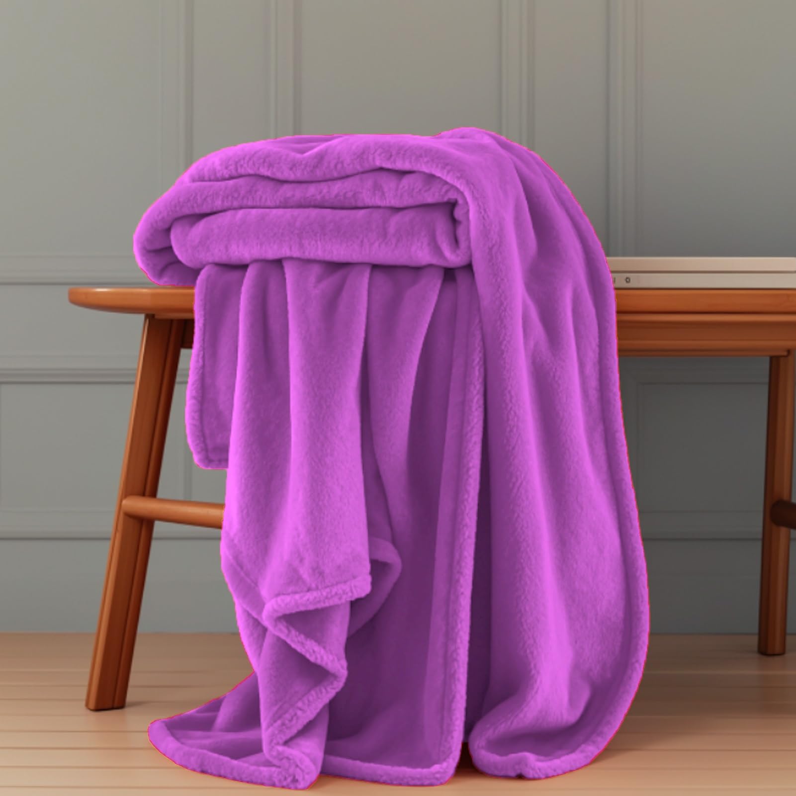 GOUTUI Manta Sherpa 90 x 190 cm sin Arrugas Super Caliente Manta de Franela para Cama Poliéster para Toda Estación, Morado